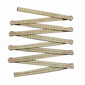 2 Meters Red End Promotional Collapsible German Metric Wooden Folding Ruler