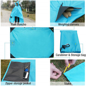 WOQI Tapis de pique-nique extérieur compact résistant au sable Poncho de pluie Grande couverture imperméable Couverture de sol Couverture de poche - Product Image 4