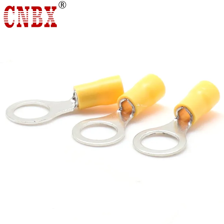 CNBX RV5.5-6 A.W.G12-10 पीले तांबा पीतल की अंगूठी पीवीसी स्वचालित crimping पूर्व-अछूता आंख टर्मिनल