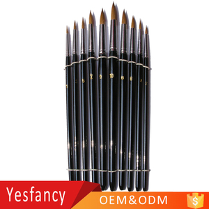 Shanghai fournisseur kolinsky sable cheveux aquarelle brosse chrome plaqué poignée brush set peinture - Product Image 1