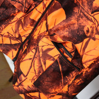 Nouveau modèle de gilet de chasse en polyester et cuir pour homme, camouflage orange, été, tailles personnalisables