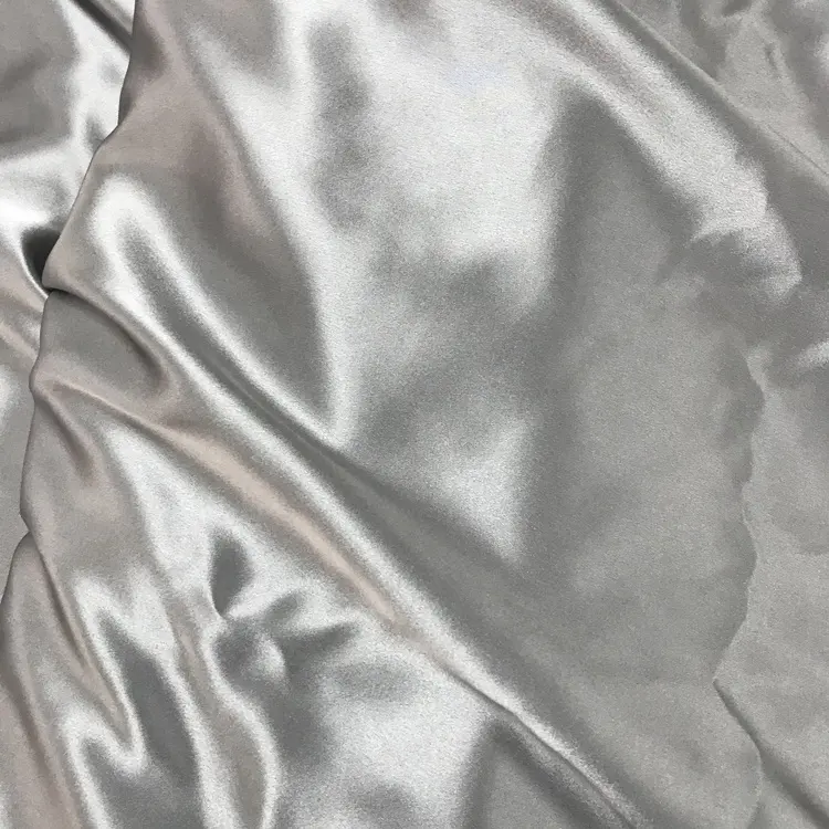 Nouvelle étoffe en Satin de soie pour taie d'oreiller, 22mm, couleur grise, textile de soie mûre pour décoration d'intérieur
