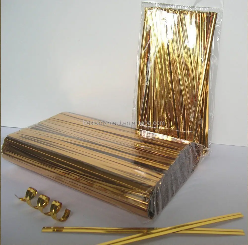100pcs/ bag 4" Metallic Gold Twist Ties