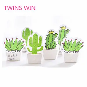 Argentinië 2019 Populaire Moderne Ontwerp Kawaii Briefpapier Custom Groene Kleur Cactus Vormige Papier Sticky Notes Met Logo 802