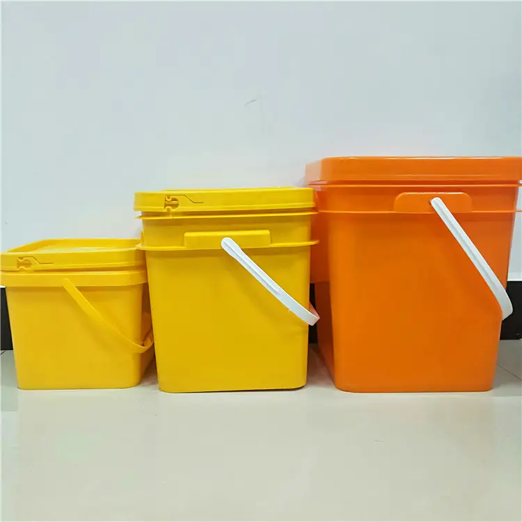 Balde de plástico reciclado personalizado, barril químico do grau superior da pintura 20l balde de plástico quadrado