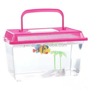 Nhựa bể cá nhỏ Rùa bát bò sát côn trùng cá vàng lồng carabshandle Xem cá bền vững. - Product Image 3