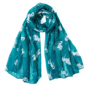 New European fashion animal horse printed scarf soft shawl for lady