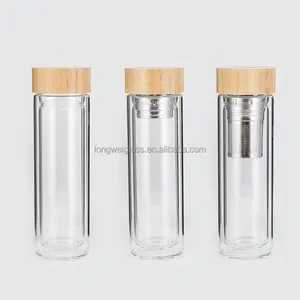 Filtro di alta borosilicato a doppia parete di vetro bere flessibile bottiglia di acqua
