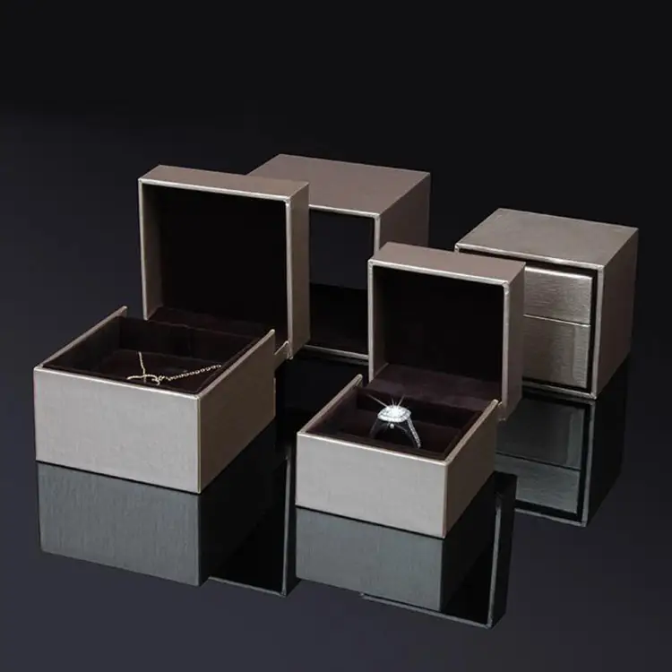 Черная Персонализированная Подарочная коробка для ювелирных изделий на заказ, подвеска для свадебного кольца