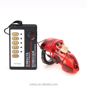 VLE Shock Pulse Plastic Male Sex Toys Chastity Cock Lock Penis Cage Include cables and machine