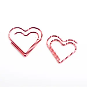 Novelty Metal Red Heart Shape Paper Clip For Office
