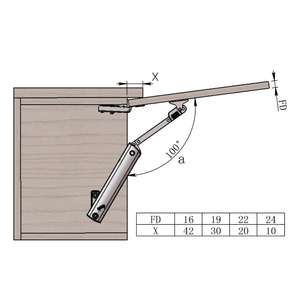 Charnière <span class=keywords><strong>de</strong></span> maintien pour porte <span class=keywords><strong>de</strong></span> placard <span class=keywords><strong>de</strong></span> cuisine, design populaire, angle réglable <span class=keywords><strong>de</strong></span> 250 à 500 mm, arrêt libre, levage hydraulique - Product Image 5