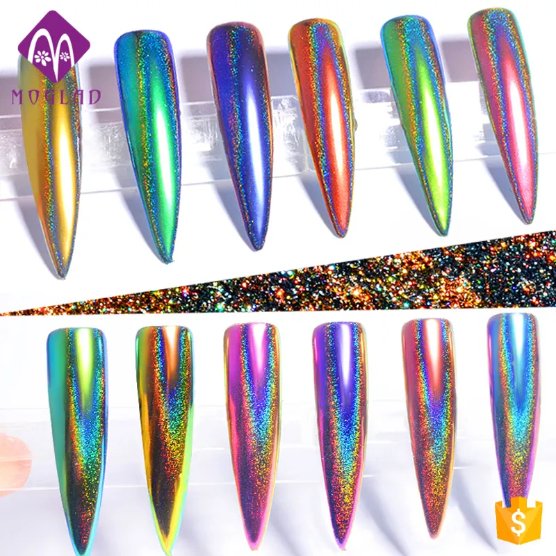 12 warna baru peacock laser colorful nail art chrome bubuk pigmen grosir