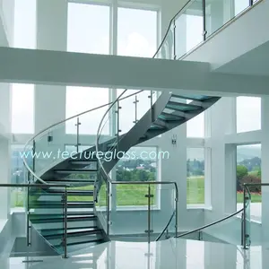 建筑小半径弯曲/弯曲钢化玻璃楼梯/电梯