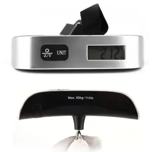 50 กก./110lb Hook เข็มขัด LCD Digital Scale อิเล็กทรอนิกส์สำหรับกระเป๋าเดินทางแขวนกระเป๋าเดินทางเครื่องชั่งน้ำหนักมือถือ