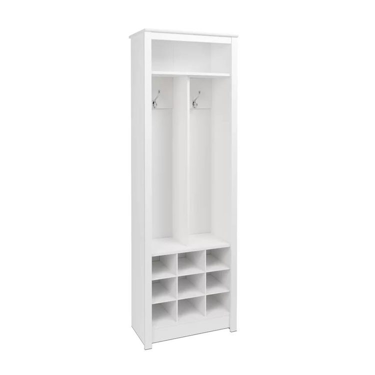 High Bench Wood Coat Rack Stand Entryway Hall Tree with Storage Sub-box