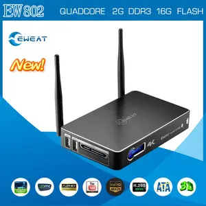 Eweat ew802 android4.4 boîte amlogic tv quad core s802 4k full hd 1080p miracast/temps d'antenne 3.5'' bluetooth4.0 port sata