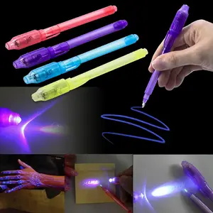 דיו בלתי נראה עט עם UV אור 6 צבעים סט סוד הודעה עטי קסם מרקר מרגלים עטים לילדים מפלגה טובות חג המולד מתנות