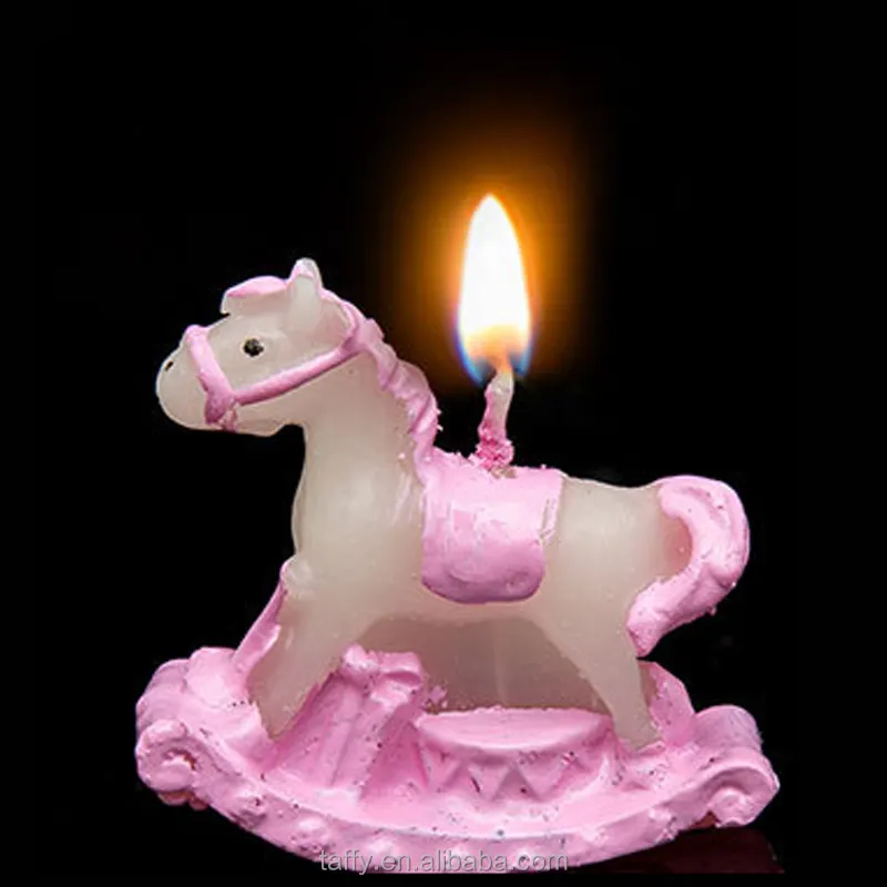 Vela de aniversário infantil rosa, azul, festa de aniversário, convidado, presente de retorno, lembrança para menino, menina, chá de bebê, balanço, cavalo, vela