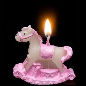 pink blue kids birthday party guest souvenirs present return gift boy girl baby shower favor rocking horse candle