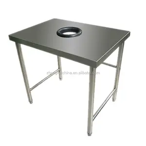 Stainless Steel working table with central hole for restaurant