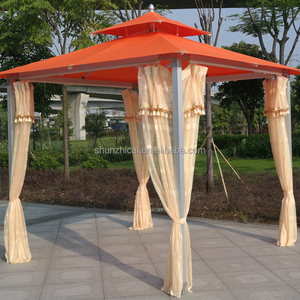 Pavillon de jardin moderne en acier et aluminium avec revêtement en poudre, gazebo personnalisé imperméable avec éclairage <span class=keywords><strong>solaire</strong></span> LED en chaume - Product Image 4