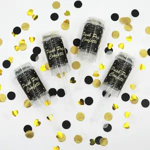 Gold Black Foil Birthday Wedding Party Decoration Round Shape Confetti Cannon