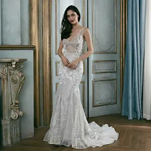 Ruolai-PEV-L3048 <span class=keywords><strong>de</strong></span> Organza con diamantes <span class=keywords><strong>de</strong></span> imitación brillantes, <span class=keywords><strong>vestidos</strong></span> <span class=keywords><strong>de</strong></span> novia con parte trasera baja, color gris y plateado - Product Image 1