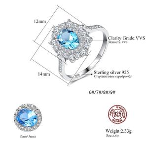 CZCITY Hoa Xanh Đá Quý 925 Bạc Trang Sức Truyền Thống Người Phụ Nữ Đính Hôn Nhẫn Topaz Huyền Bí - Product Image 2