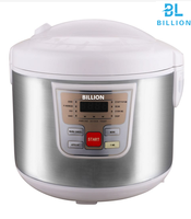 Cuisinière à riz électrique multifonction en acier inoxydable, design carré, avec tasse doseuse et spatule, capacité 4L/5L/6L, pour usage domestique et hôtelier