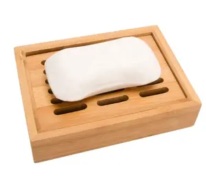 竹条肥皂盘架，带双层肥皂盘，自排水手工制作肥皂盘，用于淋浴，浴室，厨房，水槽