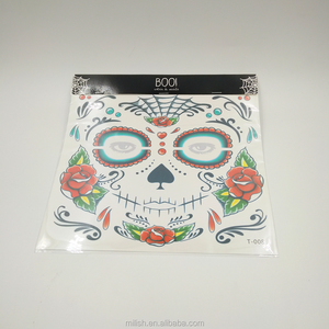 2017 décorations d'halloween crâne visage autocollant Écologique en gros Imperméable temporaire tatouages autocollant à vendre MFJ-0079 - Product Image 1