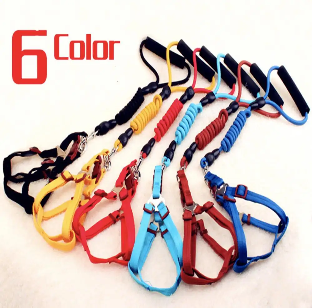 Pet Puppy 6 Colors Heavy Duty Adjustable Rope Dog Leash and Collar Set Reversible Dog Harness