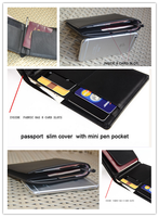 Dompet Kulit RFID pria dengan penutup, pemegang pena Mini panjang pendek tas paspor RFID dan dompet koin