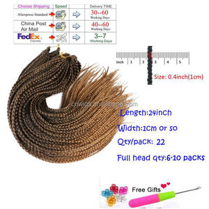 24 "22 rễ/pack100grams Ombre grey Brown Blonde Burgundy tổng hợp bện tóc Pre Loop hộp Bím Tóc Crochet Bím Tóc - Product Image 2