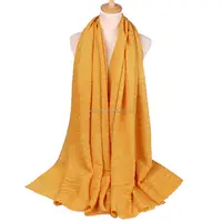 Écharpe longue en coton plissé pour femme, hijab musulman, couleur unie, mode 90x200cm, livraison gratuite
