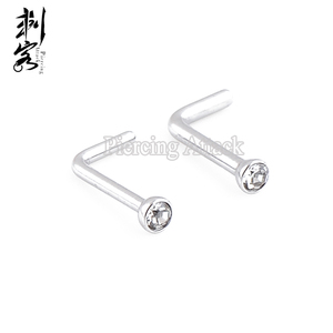 316L Surgical Steel L Shaped Crystal Nose Stud <strong>Indian</strong> Nose <strong>Ring</strong> - Product Image 5