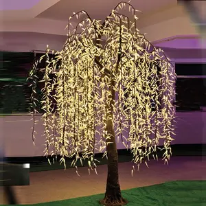 उद्यान सजावट 3 M कृत्रिम आउटडोर रो विलो पेड़ प्रकाश का नेतृत्व किया