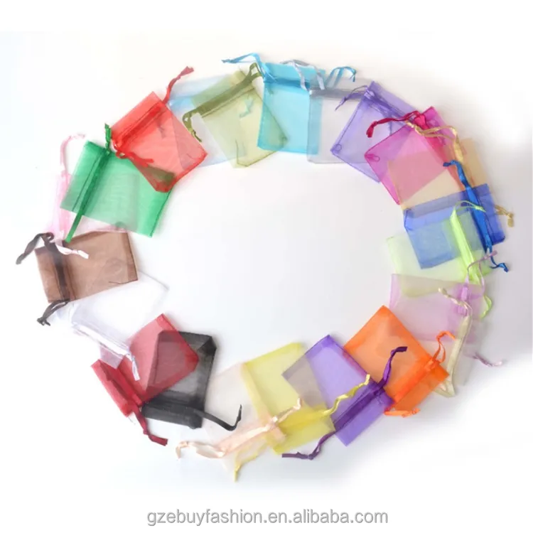 Hochzeit Urlaub Candy Color Benutzer definierte Mini Jewell ery Shop Taschen beutel Kleine Verpackung Kordel zug Tasche Organzas für Geschenk Großhandel