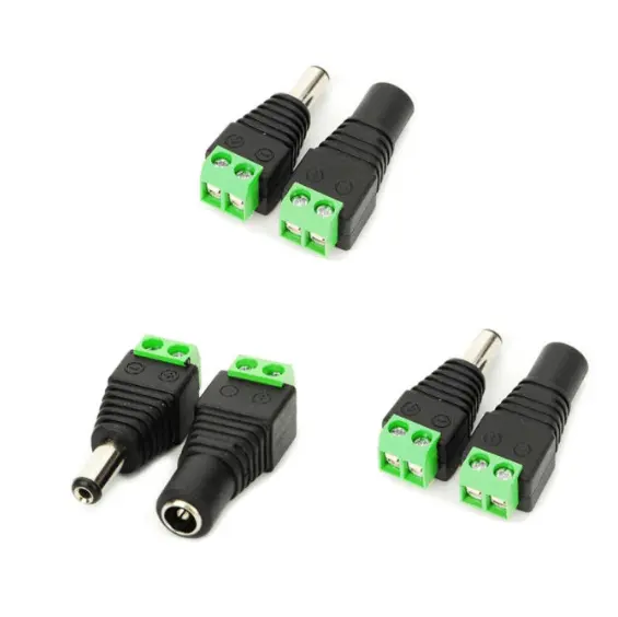 एलईडी 12 V डीसी महिला पुरुष 2.1x5.5mm पावर डीसी कनेक्टर एडाप्टर सीसीटीवी के लिए प्लग जैक सॉकेट