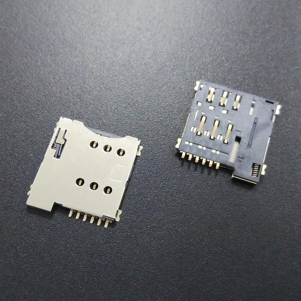 High品質6pin 1.35H精密pcbプッシュプッシュPCBボードマイクロsimカードコネクタ