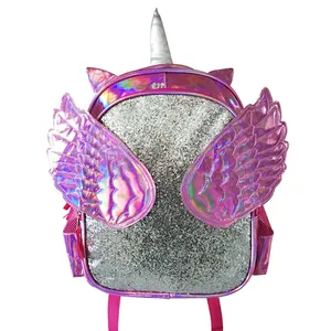 Novelty&Fashion 3D wings glitter school bag