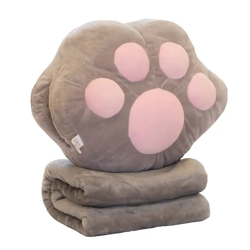 प्यारा बिल्ली पंजा भालू तकिया + कंबल भरवां आलीशान खिलौना कार्यालय Napping कंबल तकिया आलीशान खिलौने जन्मदिन का उपहार