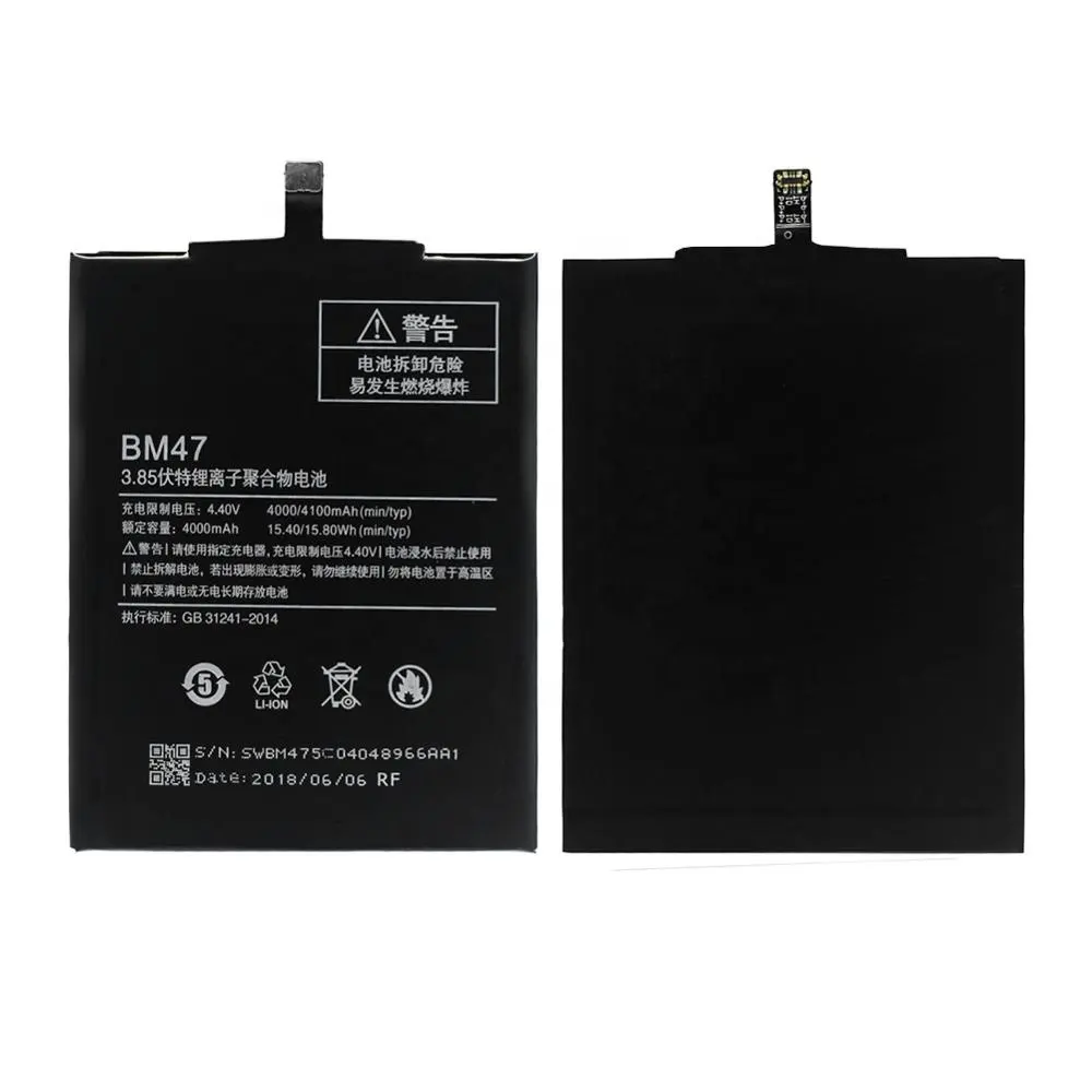 Original Replacement Lithium Battery For Xiaomi Redmi 3 3S 3X Redmi3 Hongmi BM47 Genuine Phone Battery 4000mAh 3.85V