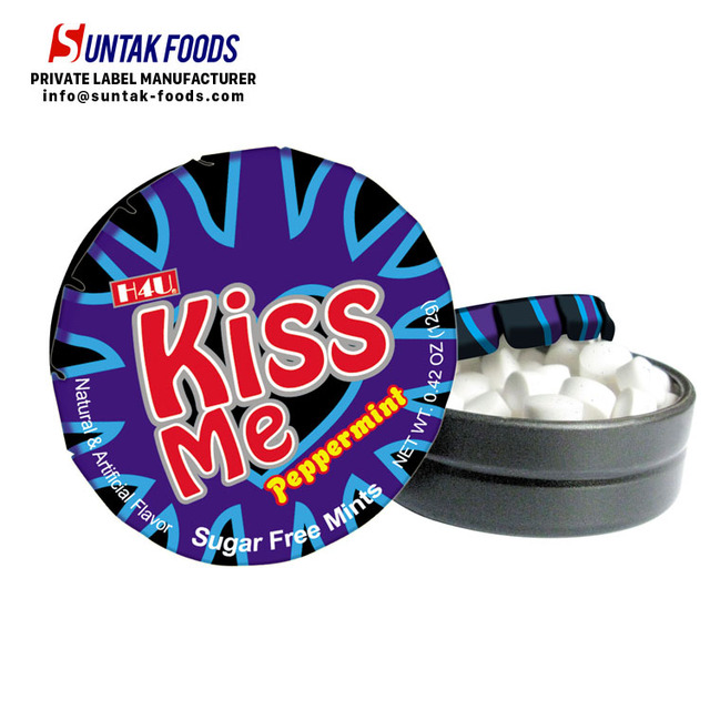 Private Label Click Clack Mint Tins 12g Fresh Breath Mints Peppermint Flavor Tablet Mints