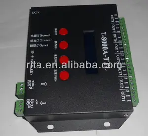 Controlador de píxeles de tarjeta sd led de T-8000A fuera de línea de 8 puertos, salida de señal SPI(TTL), puede controlar un máximo de 1024*8 puertos = 8192 pixeles