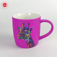 Mug à café en céramique à basse température avec motif animal en spray, mug lion