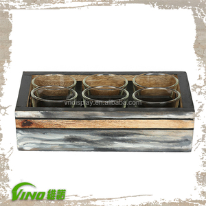 Portabotellas de madera desgastada con organizador multicompartimento para vasos de vidrio para fiestas al aire libre o almacenamiento - Product Image 2
