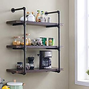 الصناعية رف جدار والمعادن رفوف الحائط الخشبية ديكور ، أثاث صناعي - Product Image 2