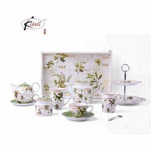 Ceramic Tableware Stoneware Europe Coffee Luxury Tea <strong>Sets</strong> With <strong>Cake</strong> <strong>Stand</strong> <strong>Set</strong> Afternoon Tea Cup Pot <strong>Set</strong> - Product Image 1